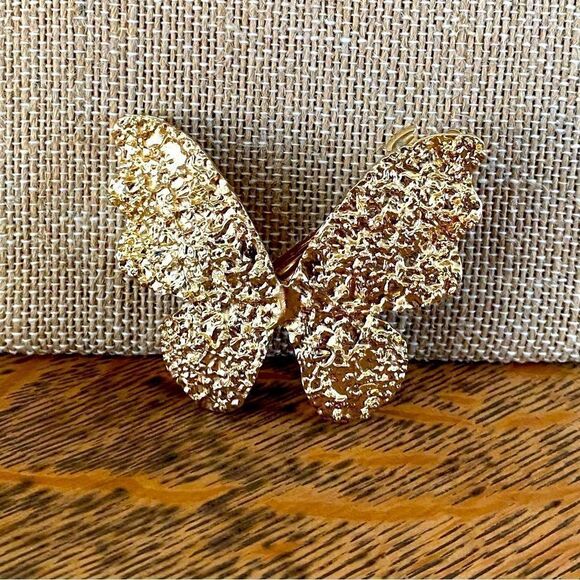 Simply Chrisel Sparkly Gold Bow & Butterfly Hair Clip/Barrette. NWOT - Picture 8 of 13